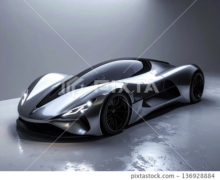 工作室風格未來主義銀色超級跑車 | 豪華概念車 136928884
