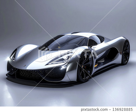 工作室風格未來主義銀色超級跑車 | 豪華概念車 136928885