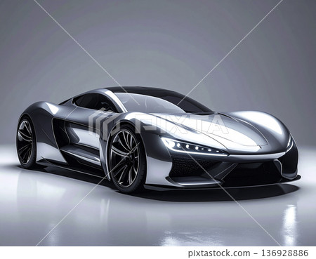 工作室風格未來主義銀色超級跑車 | 豪華概念車 136928886