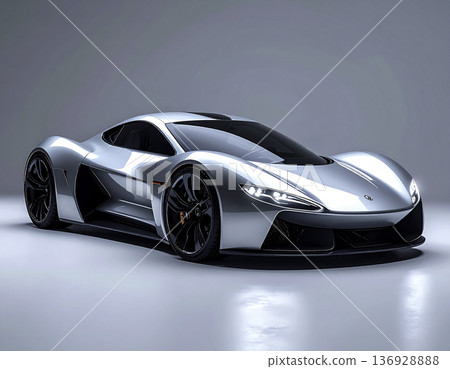 工作室風格未來主義銀色超級跑車 | 豪華概念車 136928888