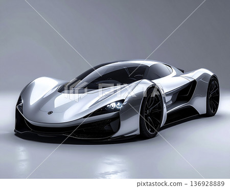 工作室風格未來主義銀色超級跑車 | 豪華概念車 136928889