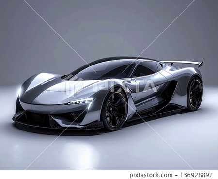 工作室風格未來主義銀色超級跑車 | 豪華概念車 136928892