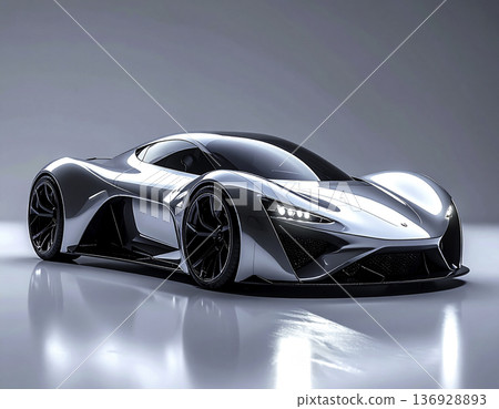 工作室風格未來主義銀色超級跑車 | 豪華概念車 136928893