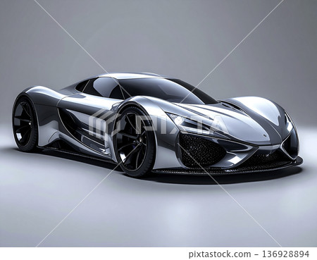 工作室風格未來主義銀色超級跑車 | 豪華概念車 136928894