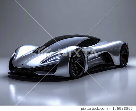 工作室風格未來主義銀色超級跑車 | 豪華概念車 136928895