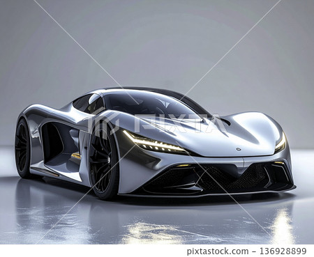工作室風格未來主義銀色超級跑車 | 豪華概念車 136928899