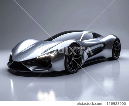 工作室風格未來主義銀色超級跑車 | 豪華概念車 136928900