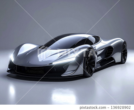 工作室風格未來主義銀色超級跑車 | 豪華概念車 136928902