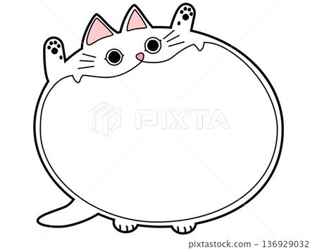 貓咪對話框（白貓）/大嘴巴 136929032