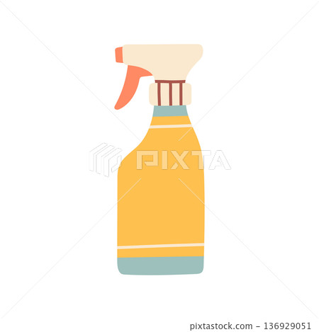Minimal flat vector spray bottle icon in soft pastel colors. Perfect for cleaning, hygiene, home care, eco products, household branding, apps, stickers, and modern stock design Minimal flat vector spray bottle icon in soft pastel colors. Perfect for cleaning, hygiene, home care, eco products, household branding, apps, stickers, and modern stock design 136929051