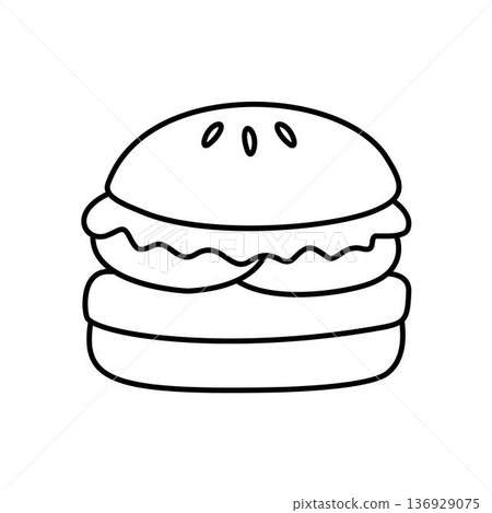 burger junk food outline burger junk food outline 136929075