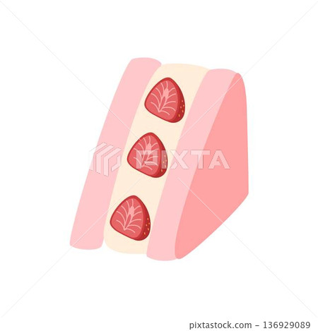 strawberry fruit sandwich dessert illustration 136929089