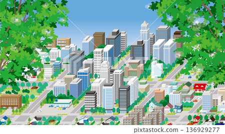 Fresh green cityscape. Isometric cityscape. Fresh green cityscape. Isometric cityscape. 136929277