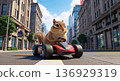 Chipmunk riding a go-kart 136929319