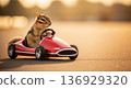 Chipmunk riding a go-kart 136929320