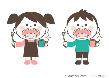 一個牙齒漂亮、會刷牙的孩子 136929366