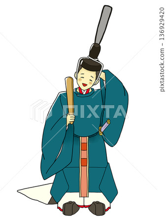一位面帶微笑的男性雛人偶正在慶祝女子節。 一位面帶微笑的男性雛人偶正在慶祝女子節。 136929420
