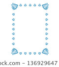 Doodle frame of shells, oysters. Frame on the theme of sea vacation. Vector illustration 136929647