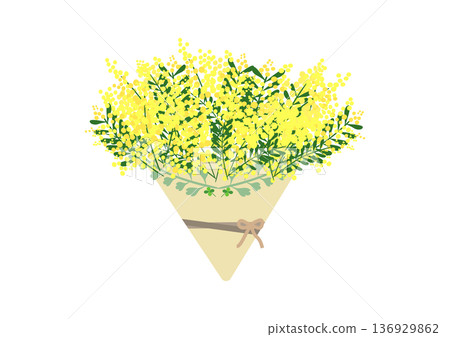 Illustration of a bouquet of mimosa Illustration of a bouquet of mimosa 136929862