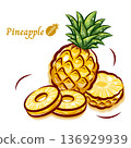 Pop pineapple vector illustration | Cute fresh fruit art 136929939