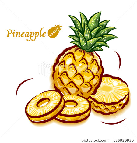 Pop pineapple vector illustration | Cute fresh fruit art Pop pineapple vector illustration | Cute fresh fruit art 136929939