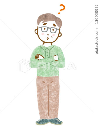 Illustration of a worried senior man (full body) Illustration of a worried senior man (full body) 136930952