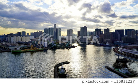 Shinagawa area photographed from Rainbow Bridge in Taito Ward, Tokyo Shinagawa area photographed from Rainbow Bridge in Taito Ward, Tokyo 136931227