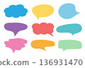 Speed bubble color text icons set on white background. 136931470