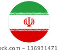 Iran flag circle located in western Asia vector illustration. 136931471