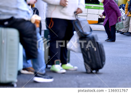 Tokyo cityscape in Japan: Aging society and inbound tourism...suitcase...elderly woman in a swimsuit...what is the future of Japan...=Shibuya Tokyo cityscape in Japan: Aging society and inbound tourism...suitcase...elderly woman in a swimsuit...what is the future of Japan...=Shibuya 136931767