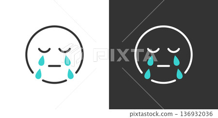 一個簡單的淚眼表情圖標 136932036