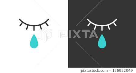 眼淚簡單的線條圖標 眼淚簡單的線條圖標 136932049