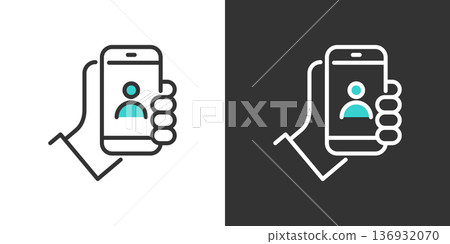 Simple smartphone video call icon Simple smartphone video call icon 136932070