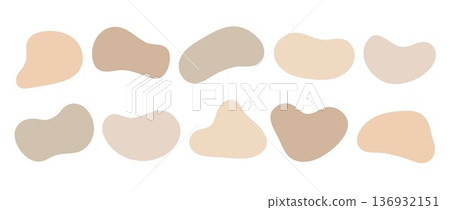 Beige organic shape box collection. Irregular liquid frame set. Abstract amoeba blobs, blotches, drops or stains bundle. Vector brown border design templates for label, sticker, banner, poster, flyer Beige organic shape box collection. Irregular liquid frame set. Abstract amoeba blobs, blotches, drops or stains bundle. Vector brown border design templates for label, sticker, banner, poster, flyer 136932151