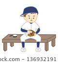 A boy wearing a backwards hat and cleaning his baseball glove 136932191