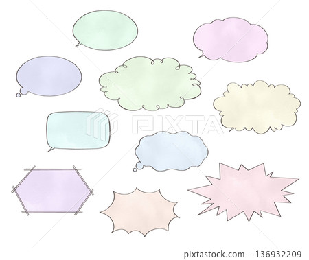 Gentle pastel color speech bubble set 136932209