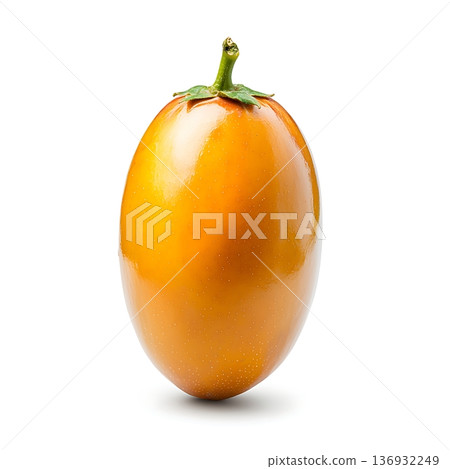 Bright Orange Eggplant on a White Background with a Fresh Appearance and Glossy Finish Bright Orange Eggplant on a White Background with a Fresh Appearance and Glossy Finish 136932249