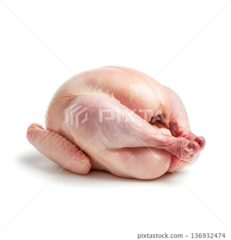 Fresh Raw Whole Chicken on White Background for Cooking and Culinary Presentation Fresh Raw Whole Chicken on White Background for Cooking and Culinary Presentation 136932474