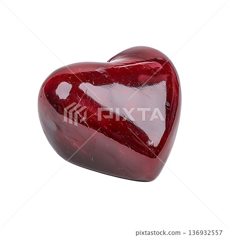 Shiny Heart-Shaped Red Gemstone Figure Ideal for Romantic and Decorative Themes Shiny Heart-Shaped Red Gemstone Figure Ideal for Romantic and Decorative Themes 136932557