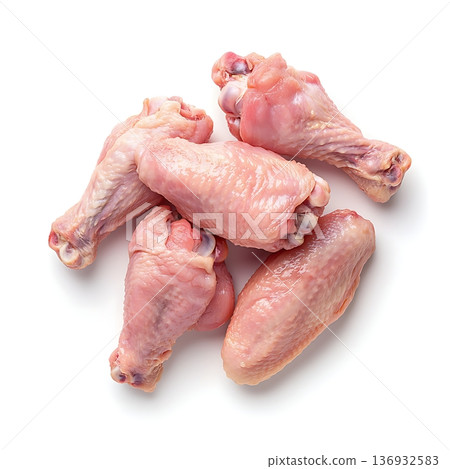 Fresh Raw Chicken Wings Ready for Cooking in a Clean Kitchen Environment 136932583