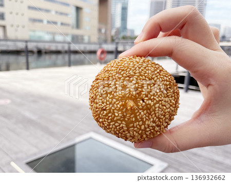 Sesame dumplings 136932662
