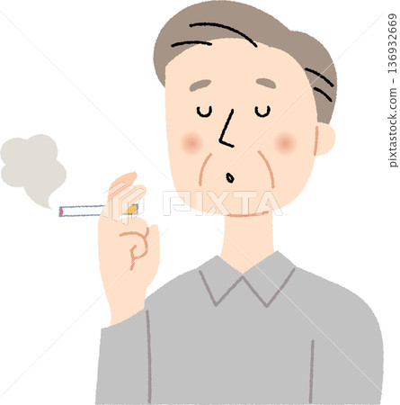 Elderly man smoking a cigarette 136932669