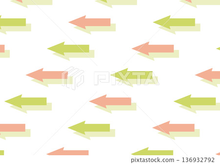 [透明背景] 粉紅色和黃綠色箭頭指向左側的設計，呈現規則圖案排列。 136932792