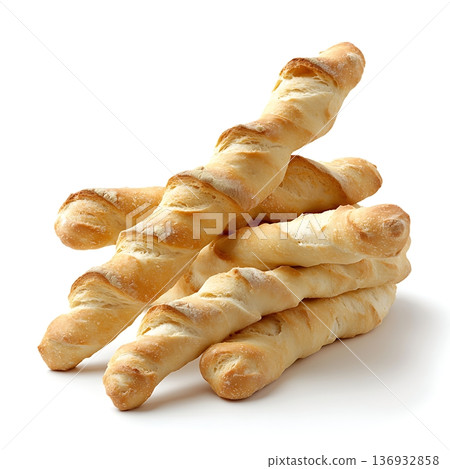 Freshly Baked Twisted Bread Sticks with Crispy Golden Crust and Soft Inside Texture Freshly Baked Twisted Bread Sticks with Crispy Golden Crust and Soft Inside Texture 136932858