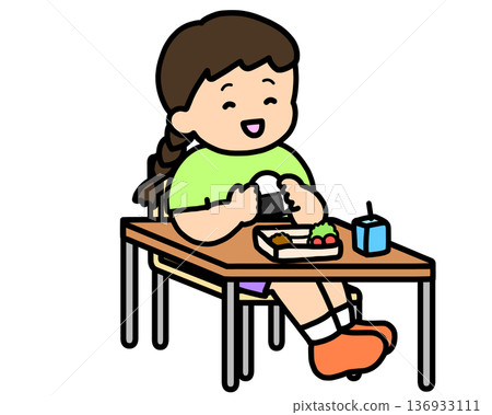 校園生活：亞洲女孩吃飯團 136933111