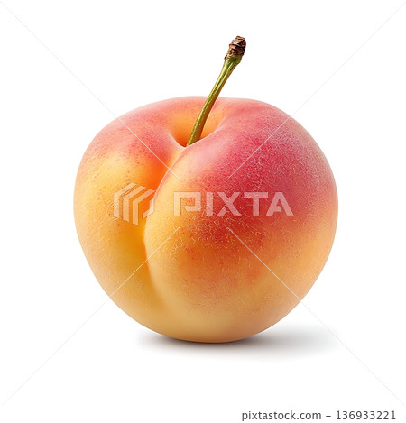 Fresh and Juicy Peach with Smooth Skin and Vibrant Color on White Background 136933221