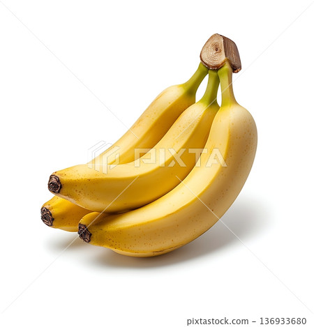 Fresh and Ripe Bananas on White Background, Perfect for Healthy Lifestyle and Cooking 136933680