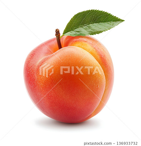 Fresh and Vibrant Apricot with Leaf Isolated on White Background for Natural Food Theme 136933732