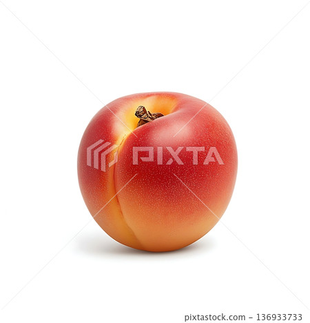 Fresh and Juicy Peach Isolated on White Background Showcasing Natural Color and Texture 136933733