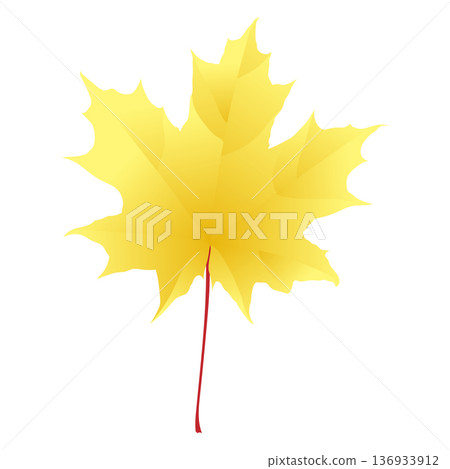 Yellow gradient autumn maple leaf isolated on transparent background. Flat style vector illustration.  136933912